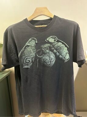 Vintage Y2K Rogue Status Grenade Graphic Tee Men’s Large Black Distressed Shirt